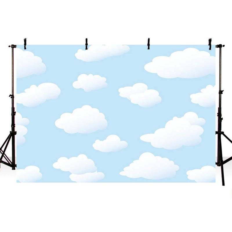 MEHOFOND Blue Sky Backdrop Cloud Cartoon Birthday Party Decoration Backdrop for Boy Kids World Travel Aviator Step and Repeat Dessert Baby Shower Photography Background Banner Studio Photo Props 7x5ft - Image 3